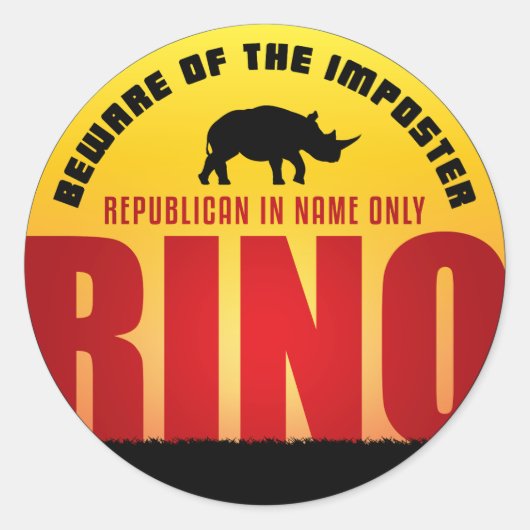 Let op de RINO Ronde Sticker (Voorkant)