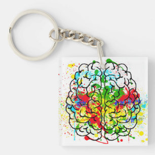 Let op de Sleutelhanger van uw gedemte acrylbrein