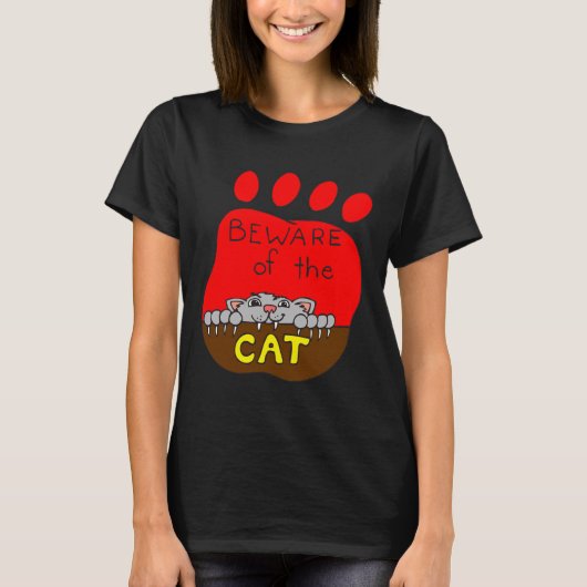 Let op de T-Shirt, Funny Cat Shirt, ZFJG T-shirt (Voorkant)