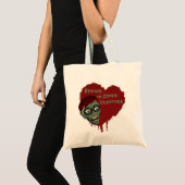 Let op de Zombie Valentijnse Canvas tas (Voorkant (product))