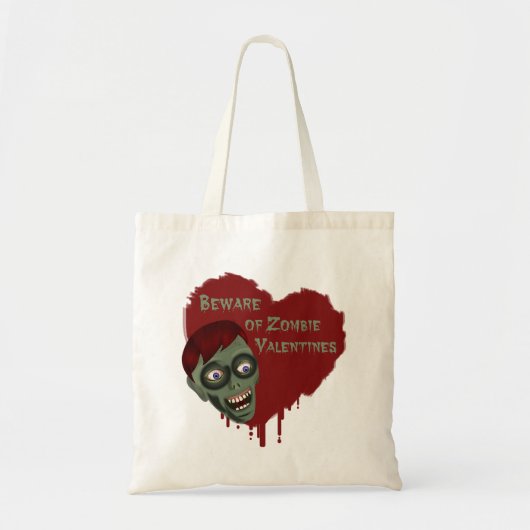 Let op de Zombie Valentijnse Canvas tas (Voorkant)