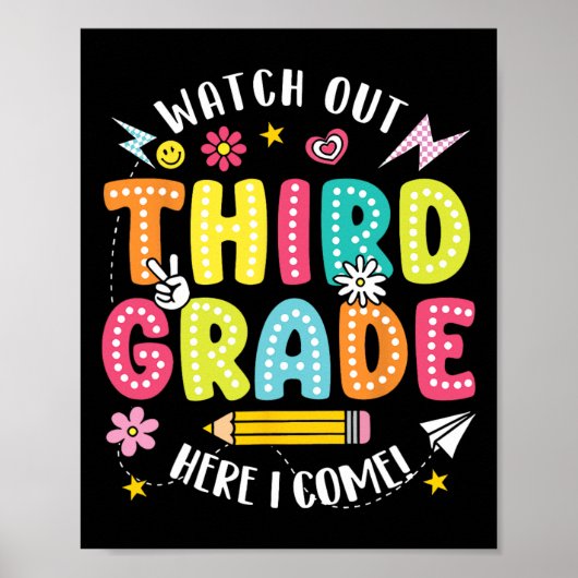 Let op, derde klas, ik kom eraan! Hallo 3e klas Poster (Voorkant)