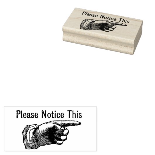 Let op dit -  wijzende hand rubberstempel (Gestempeld)