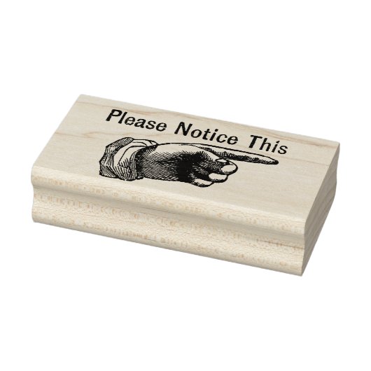 Let op dit -  wijzende hand rubberstempel (Stempel)