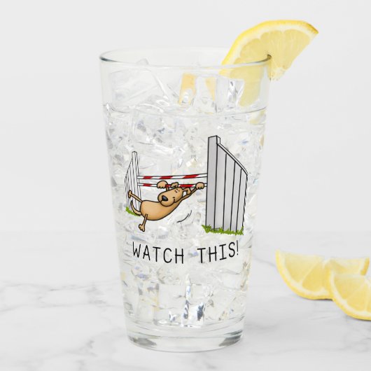 Let op! Dog - behendigheid grappig zwendeltje Glas (Achterkant ijs)