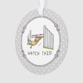 Let op! Dog - behendigheid grappig zwendeltje Ornament (voorkant)