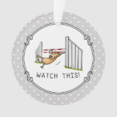 Let op! Dog - behendigheid grappig zwendeltje Ornament (voorkant)