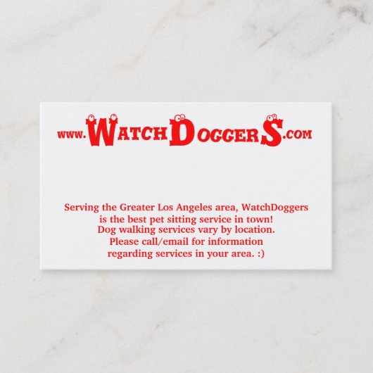 Let op Doggers! Visitekaartje (Voorkant)