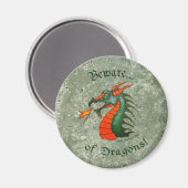 Let op Dragons Stone Green Magneet (Voorkant / Achterkant)