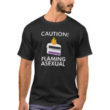 Let op! Flaming Asexual T-Shirt (Dark) Pride