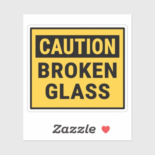Let op gebroken glas sticker (Vel)