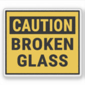 Let op gebroken glas sticker (Voorkant)