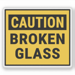 Let op gebroken glas sticker