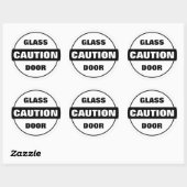 Let op Glazen Deur - Zwart-wit Ronde Sticker (Vel)