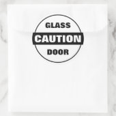 Let op Glazen Deur - Zwart-wit Ronde Sticker (Tas)