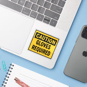 Let op Handschoenen vereist Sticker (Laptop met iPhone)