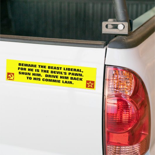 Let op het Beast Liberal... Bumpersticker (Op Truck)