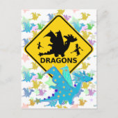 Let op het Briefkaart van Dragons Blue Cartoon Dra (Voorkant)