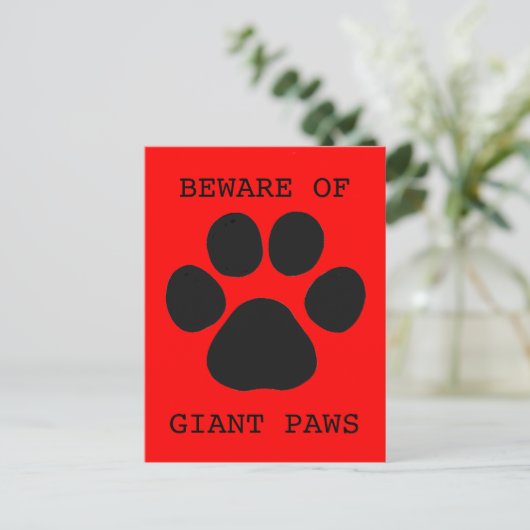 Let op het Briefkaart van Giant Paws (Staand voorkant)