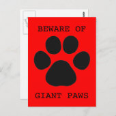 Let op het Briefkaart van Giant Paws (Voorkant / Achterkant)