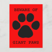 Let op het Briefkaart van Giant Paws (Voorkant)