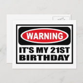 LET OP: HET IS MIJN 21STE VERJAARDAG Briefkaart (Voorkant / Achterkant)