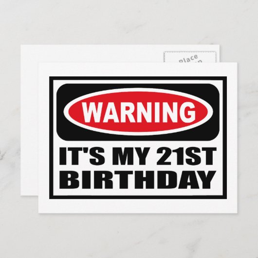 LET OP: HET IS MIJN 21STE VERJAARDAG Briefkaart (Voorkant / Achterkant)