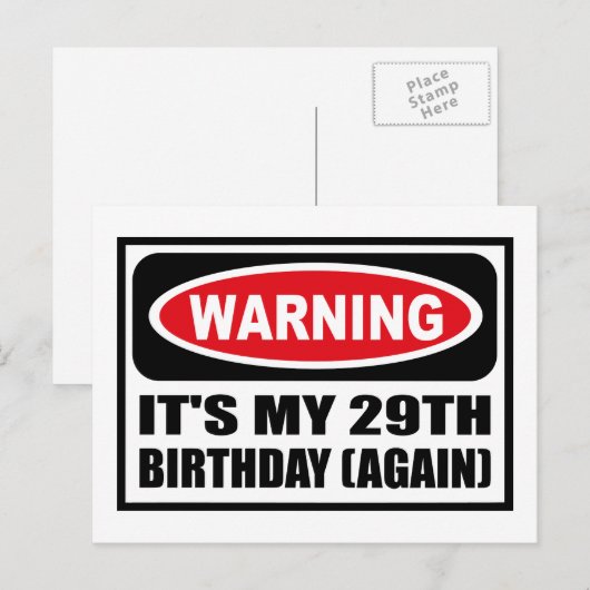 LET OP: HET IS MIJN 29STE VERJAARDAG (OPNIEUW) Bri Briefkaart (Voorkant / Achterkant)