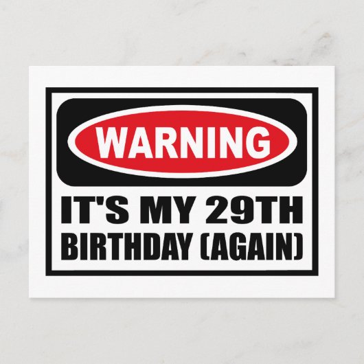 LET OP: HET IS MIJN 29STE VERJAARDAG (OPNIEUW) Bri Briefkaart (Voorkant)