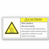 Let op het label voor warm oppervlak (Voorkant)