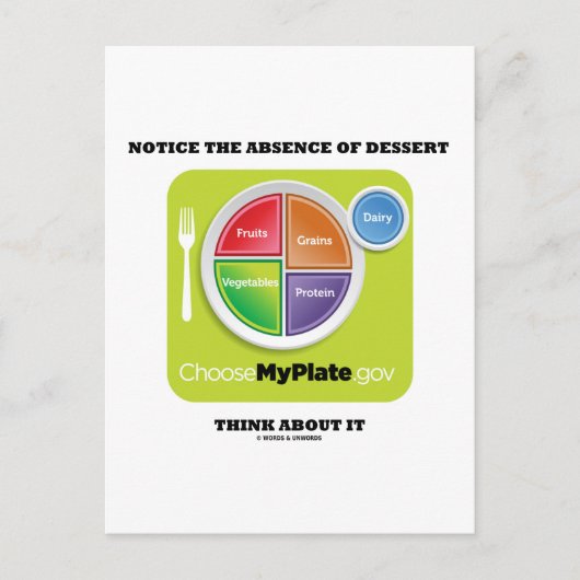 Let op het ontbreken van dessert en denk erover na briefkaart (Voorkant)