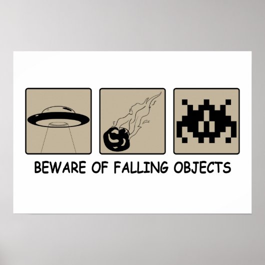 Let op het Poster Falling Objects (Voorkant)