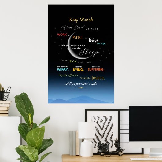 Let op het Poster 's nachts gebed (Thuiskantoor)