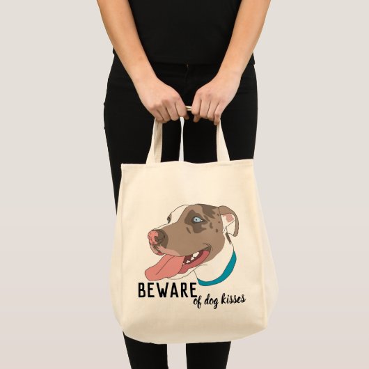 Let op het Tas Dog Kisses: White en Tan Pit Bull (Voorkant (product))