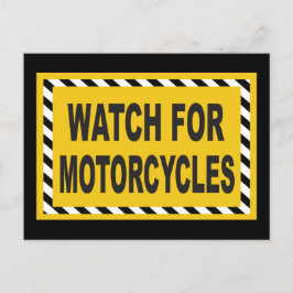 Let op het waarschuwingsbord voor motorfietsen briefkaart