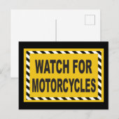 Let op het waarschuwingsbord voor motorfietsen briefkaart (Voorkant / Achterkant)