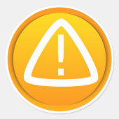 Let op het waarschuwingssymbool ronde sticker (Voorkant)
