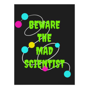Let op het zwarte Poster van de Mad Scientist