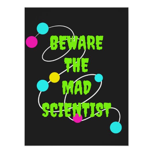 Let op het zwarte Poster van de Mad Scientist (Voorkant)