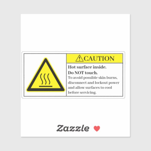 Let op hete oppervlakken in het etiket sticker (Vel)
