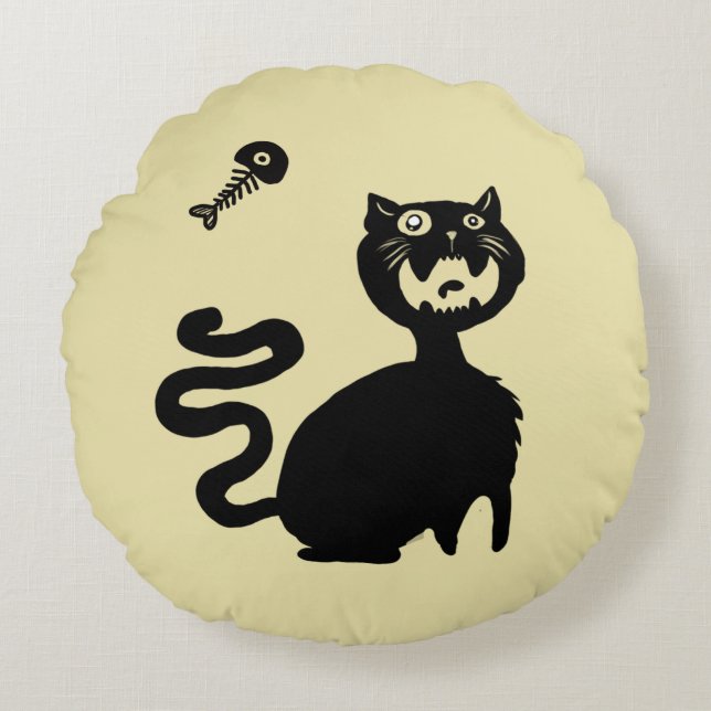Let op Hongaarse katten! Rond Kussen (Voorkant)