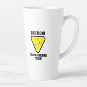 Let op! Hoog cafeïnegehalte Latte Mok