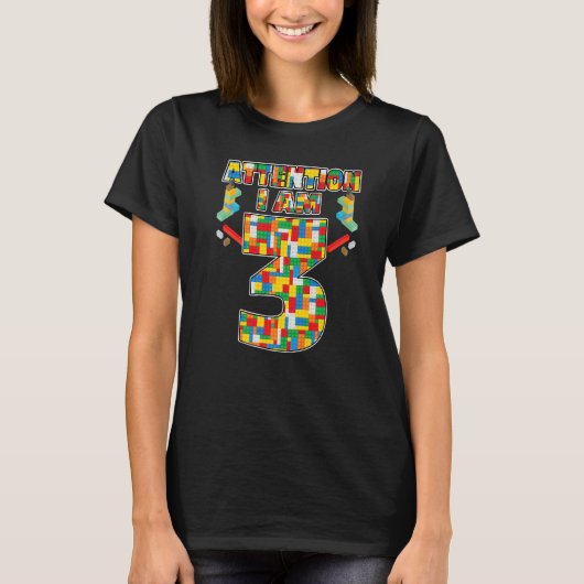 Let op, ik ben 3 3e verjaardag t-shirt (Voorkant)