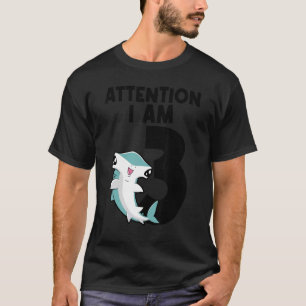 Let op: Ik ben 3 haai Derde verjaardag T-shirt