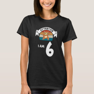 Let op: ik ben 6 kat 6th Birthday Boy Birthday T-shirt