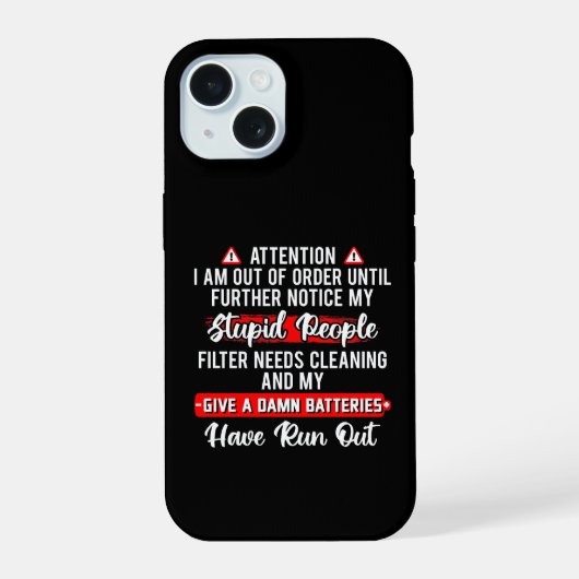 Let op, ik ben defect - Sarcastisch grappig cadeau iPhone 15 Case (Achterkant)