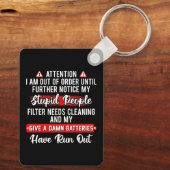 Let op, ik ben defect - Sarcastisch grappig cadeau Sleutelhanger (Achterkant)