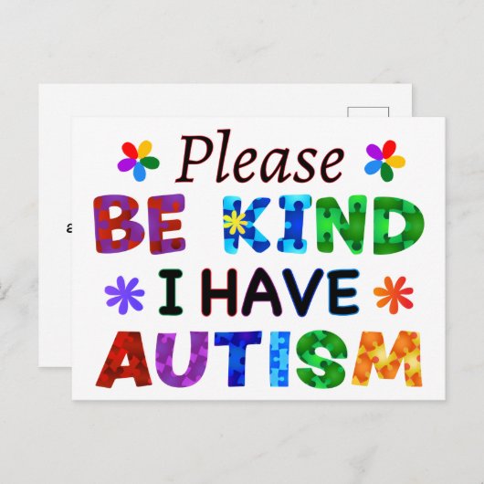 Let op: ik heb AUTISM Briefkaart (Voorkant / Achterkant)