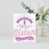 let op ik heb een gekke zus briefkaart (Staand voorkant)