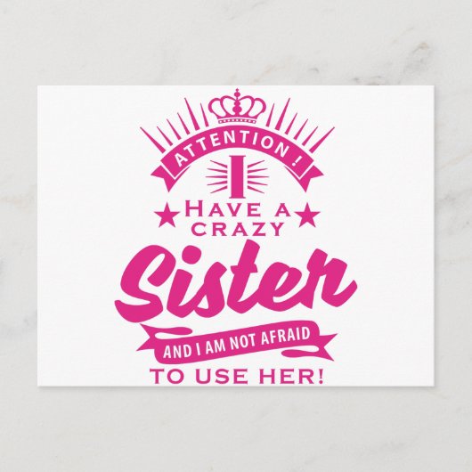 let op, ik heb een gekke zus briefkaart (Voorkant)